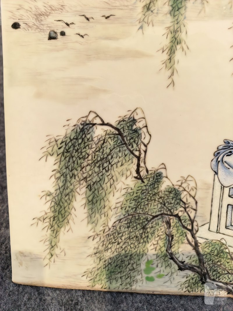 民国 王大凡 粉彩人物瓷板 - 图4